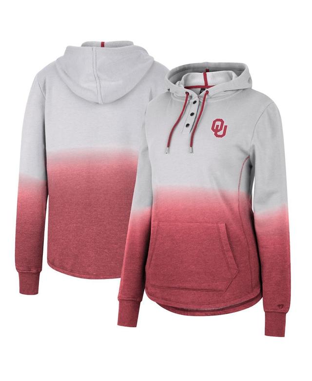 Womens Colosseum Gray Oklahoma Sooners Aurelia Dip-Dye Quarter-Snap Pullover Hoodie - Gray Product Image