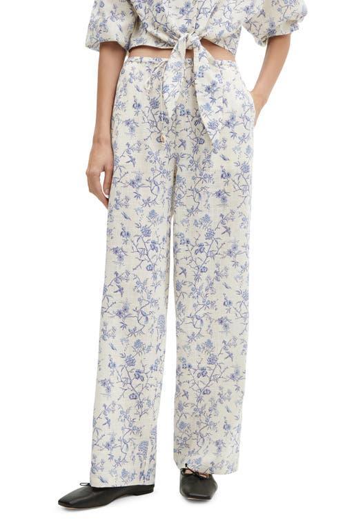 MANGO - Printed cotton pants blueWomen Product Image