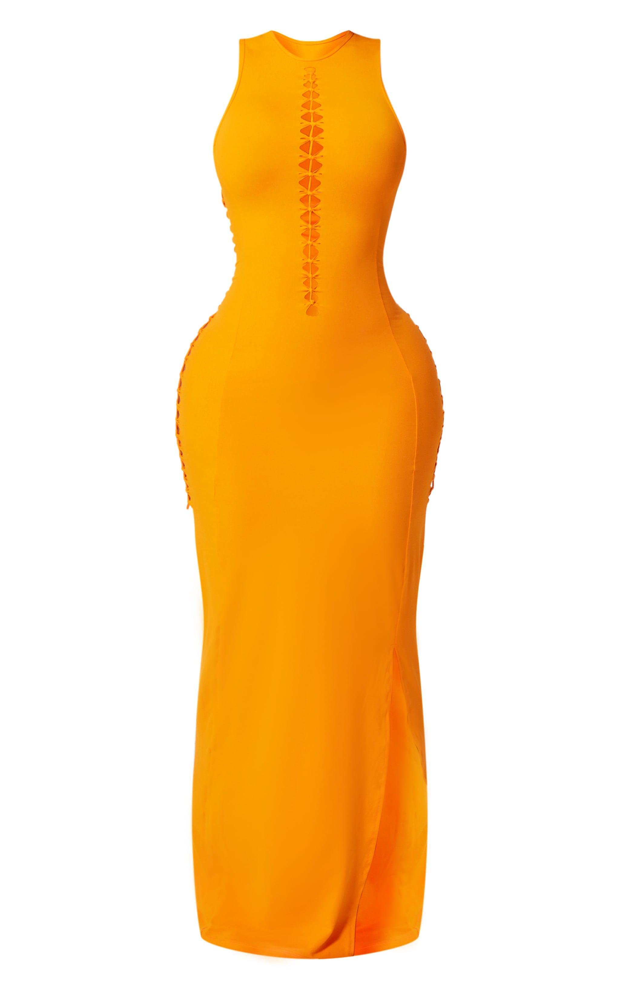 Shape Neon Orange Soft Sculpted Cut Out Side Maxi Dress Product Image