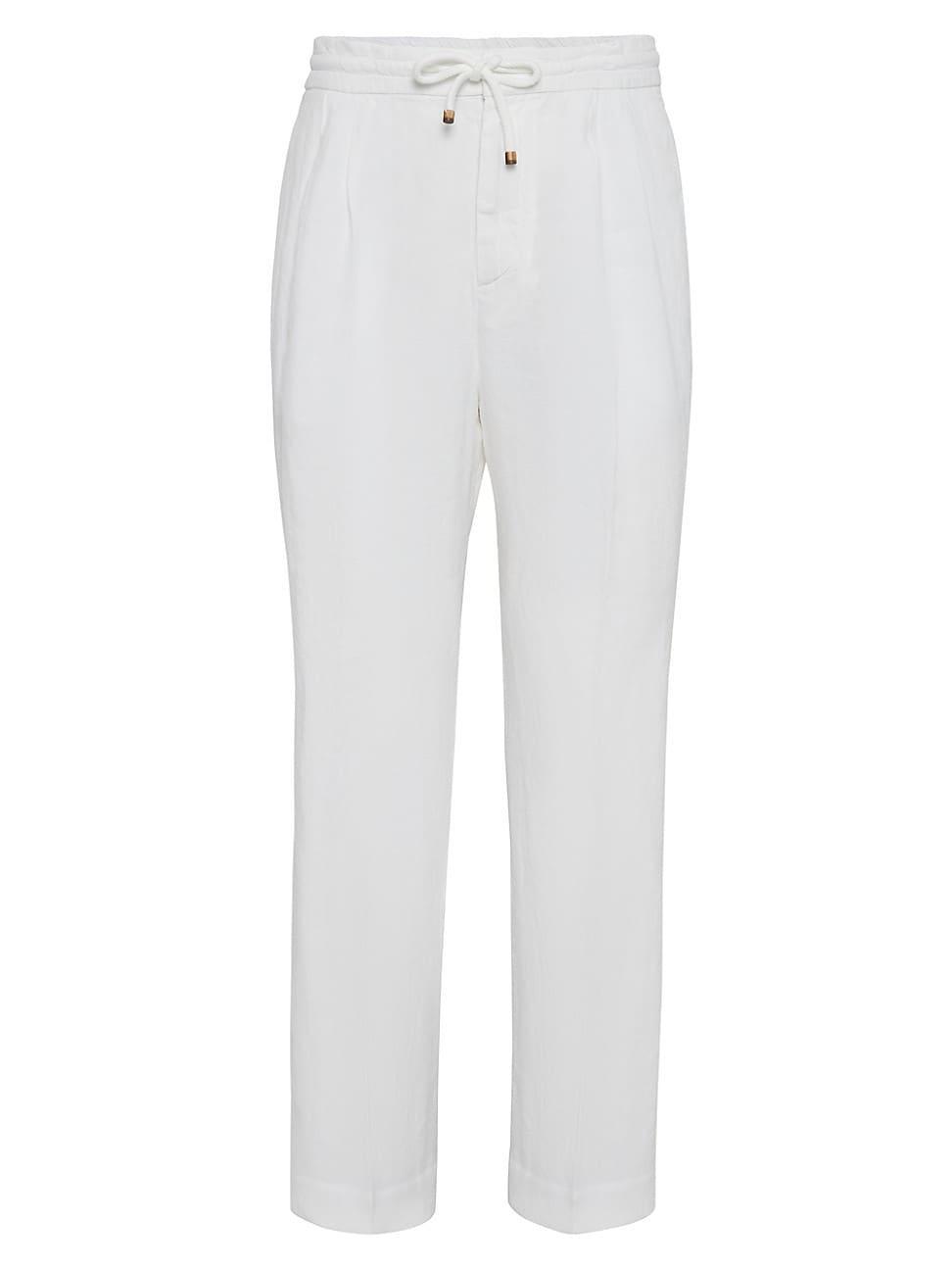 Mens Dyed Leisure Fit Trousers In Linen Gabardine Product Image