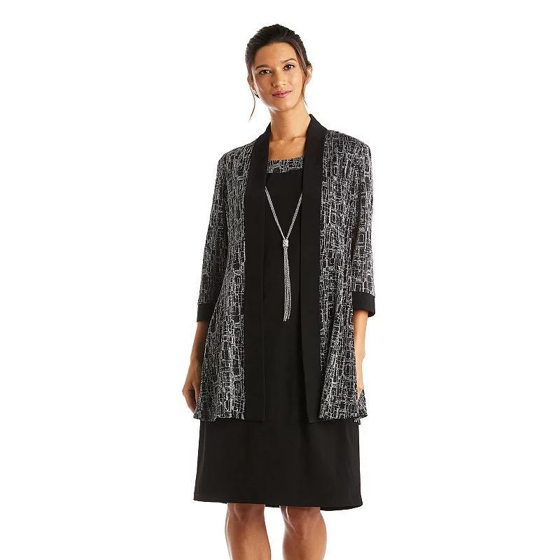 Womens R&M Richards 2-Piece Metallic Jacquard Dress and Jacket Set Product Image