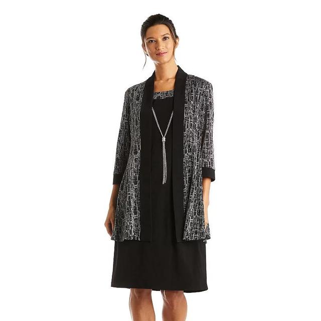 Womens R&M Richards 2-Piece Metallic Jacquard Dress and Jacket Set Product Image