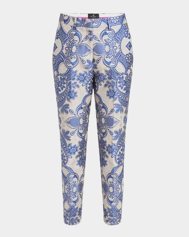 Paisley Jacquard Cropped Skinny Trousers Product Image