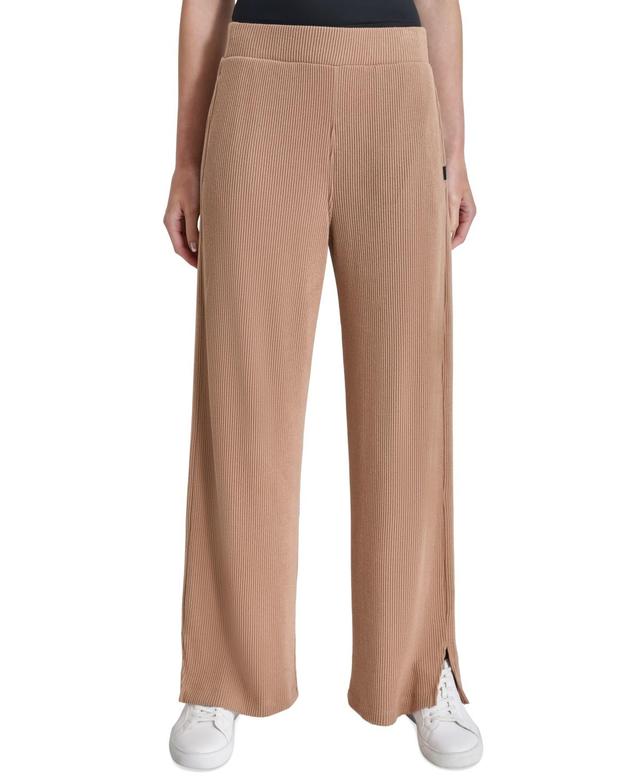 Dkny Womens Brushed Rib-Knit Straight-Leg Pants Product Image