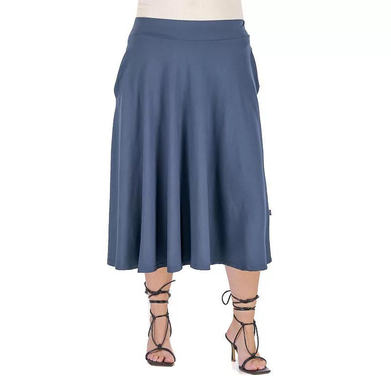 Plus Size 24seven Comfort Apparel Pleated Midi Skirt, Womens Product Image