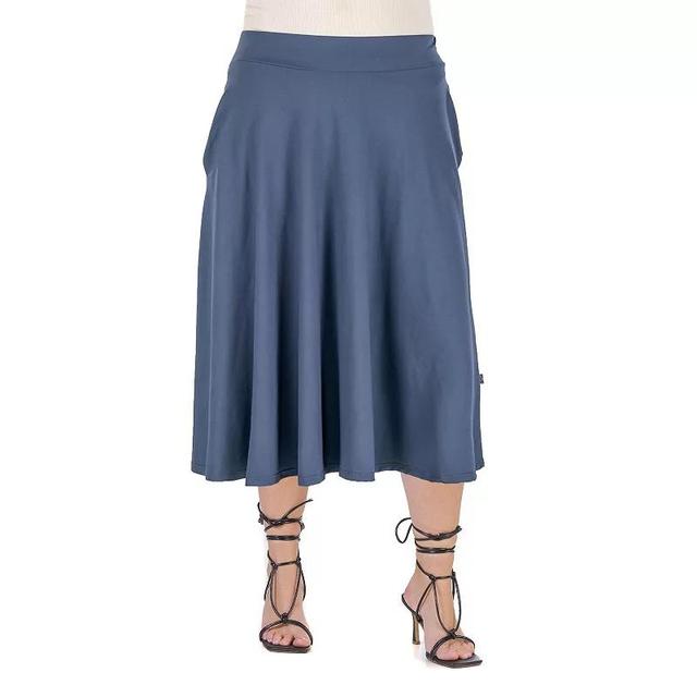 Plus Size 24seven Comfort Apparel Pleated Midi Skirt, Womens Product Image