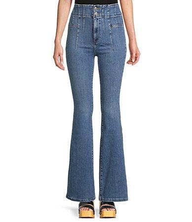 Free People Jayde High Rise Stretch Denim Flared Leg Denim Jeans Product Image