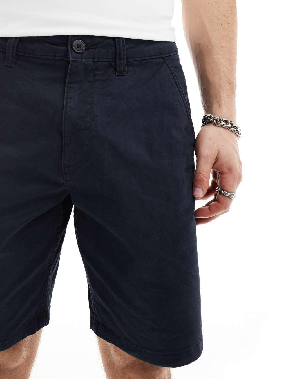 River Island laundered chino shorts in navy Product Image