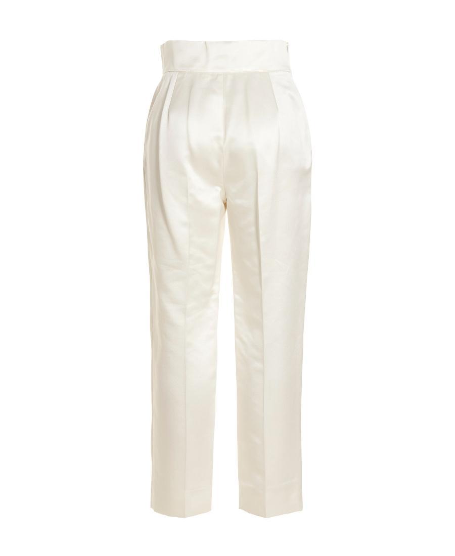 MAX MARA Straight Leg Cropped Pants In White Product Image