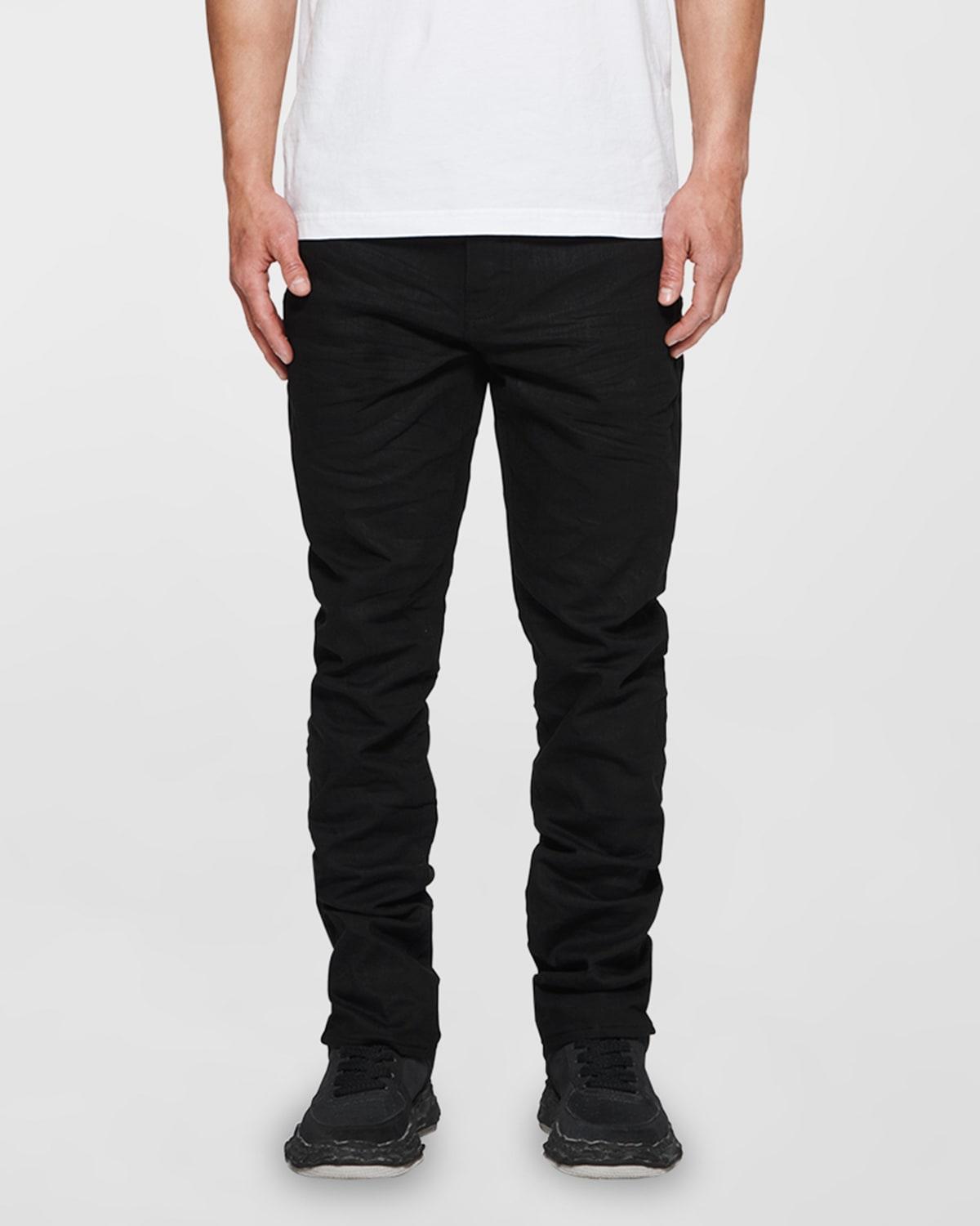 Men's P005 Black Raw Slim-Fit Jeans Product Image