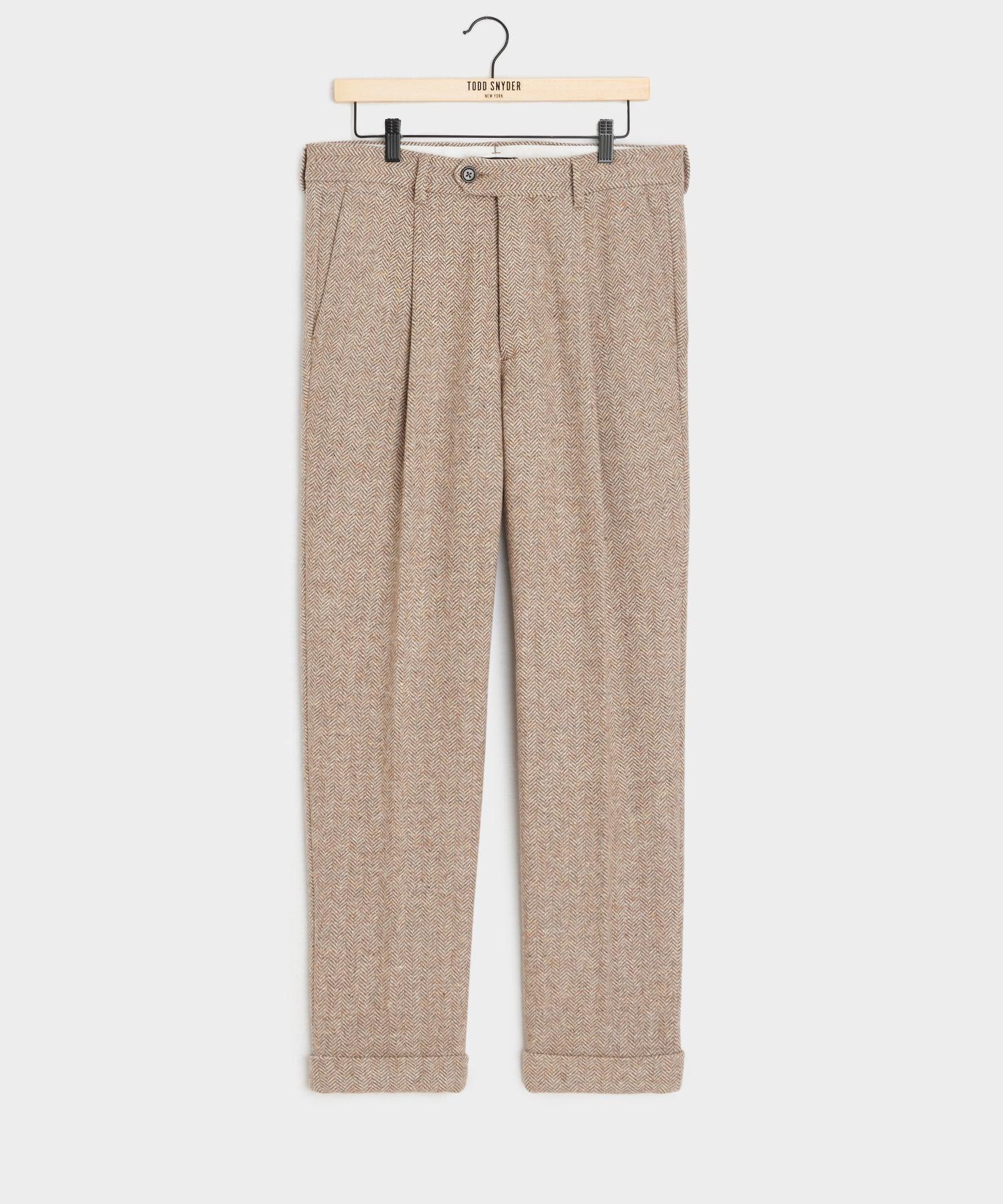 Italian Donegal Madison Trouser in Tan Herringbone Product Image