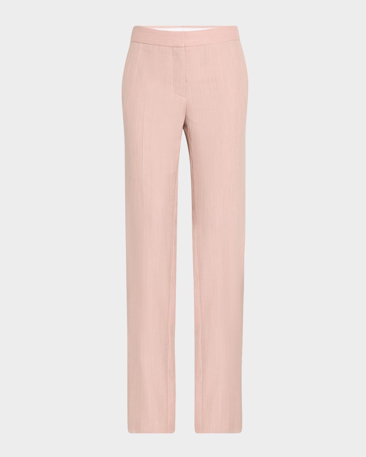 Mid-Rise Slits-Hem Slim-Leg Wool Pants Product Image