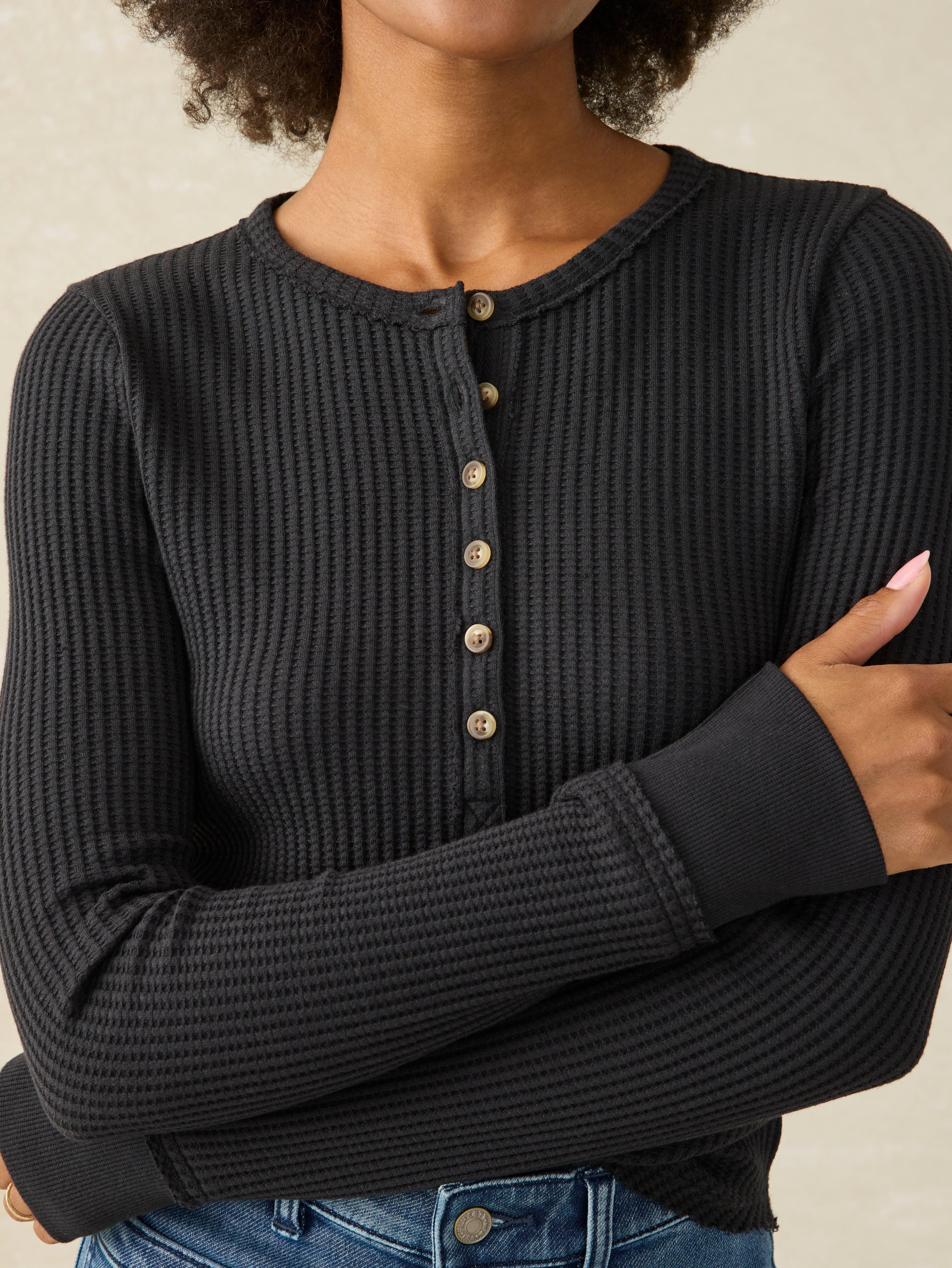 Legend™ Apres Waffle Henley - Black Female Product Image