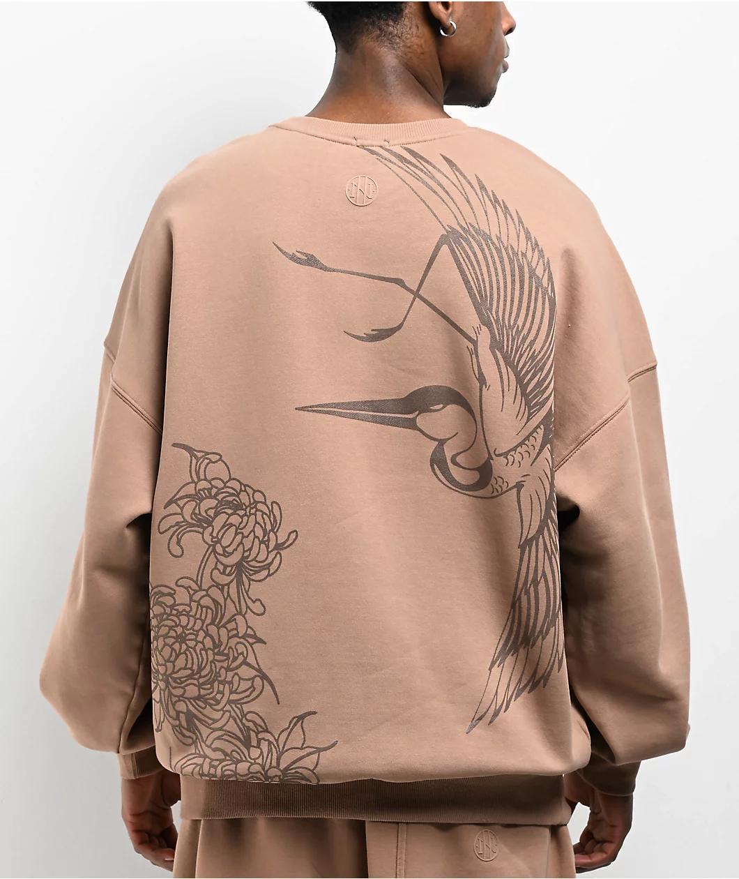 Ninth Hall Crane Brown Oversized Crewneck Sweatshirt Product Image