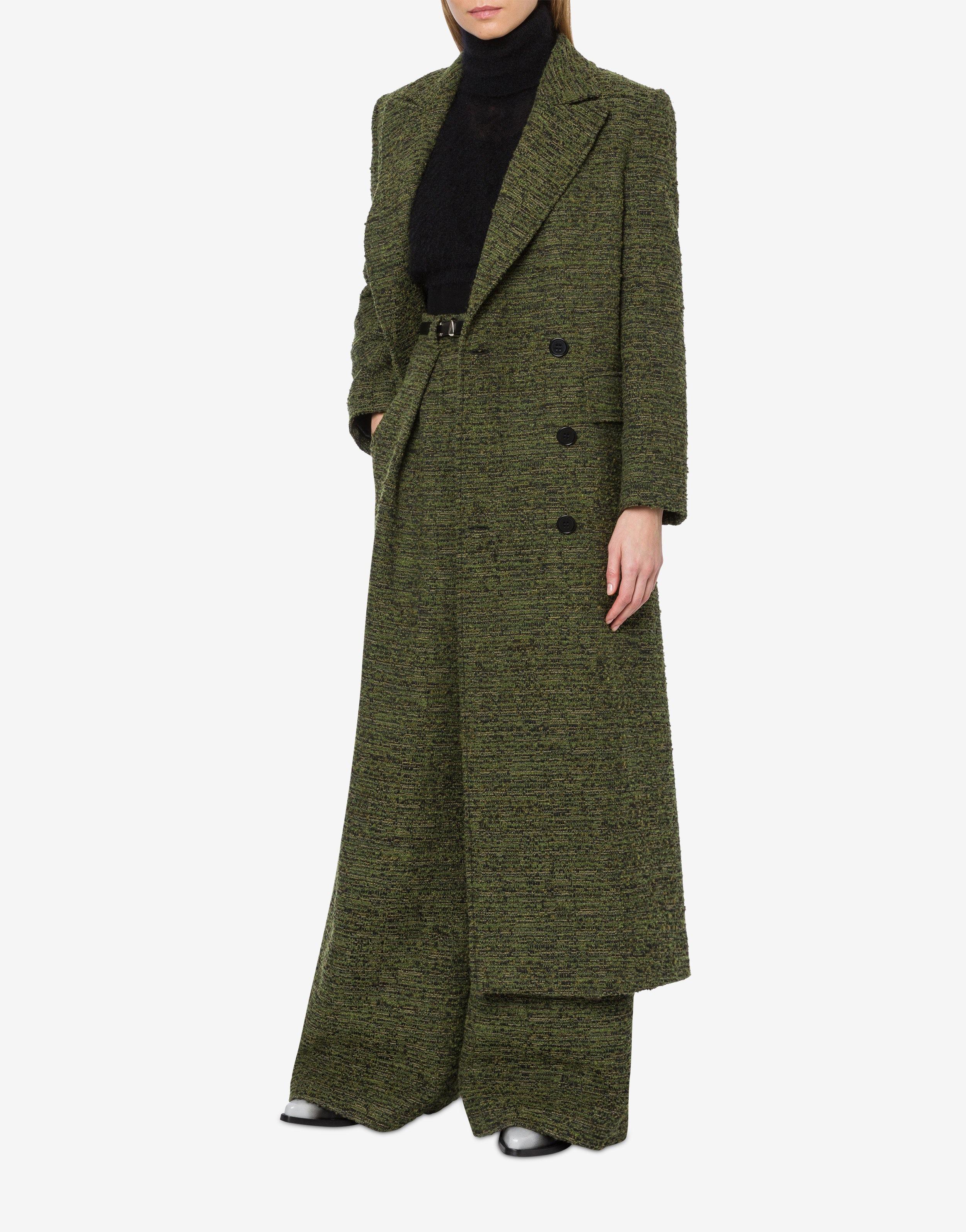 Buttoned tweed double-breasted coat. Product Image