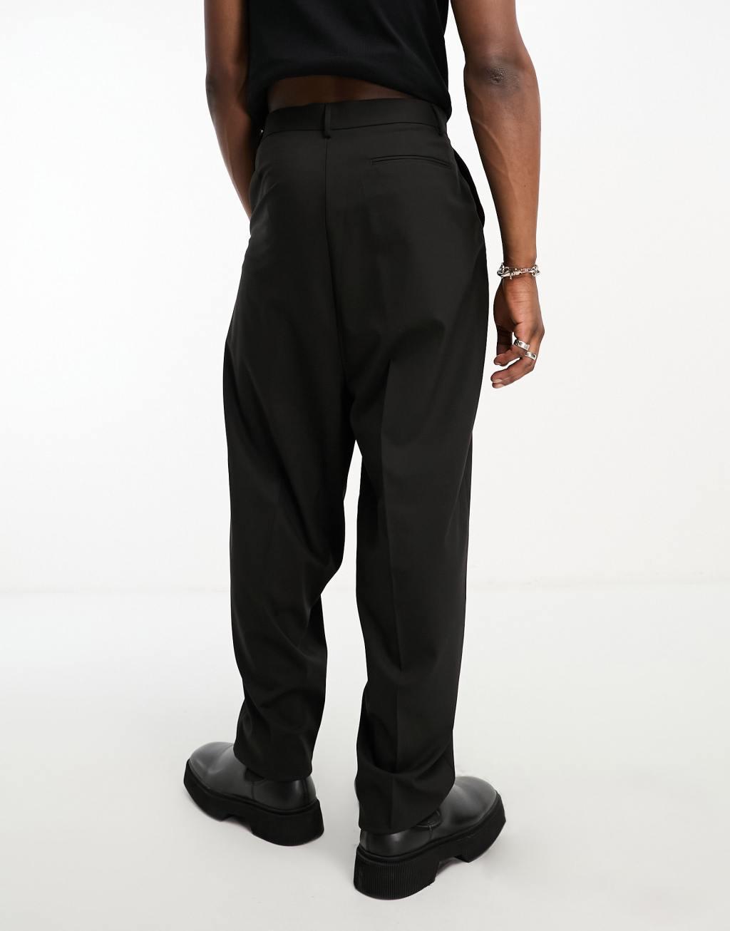 ASOS DESIGN balloon suit pants in black Product Image