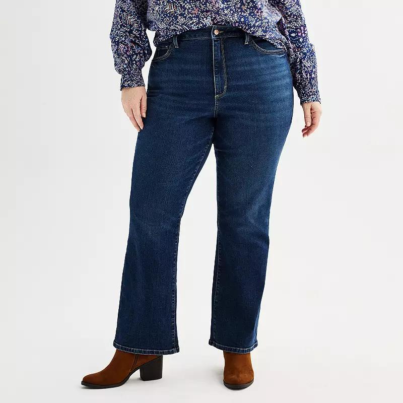 Plus Size Sonoma Goods For Life High Rise Curvy Bootcut Jeans, Womens Dark Blue Product Image