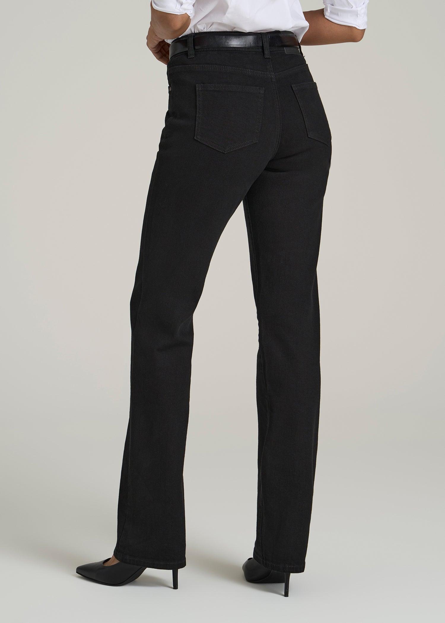 Harper High Rise Straight Stretch Tall Women's Jeans in Black Product Image