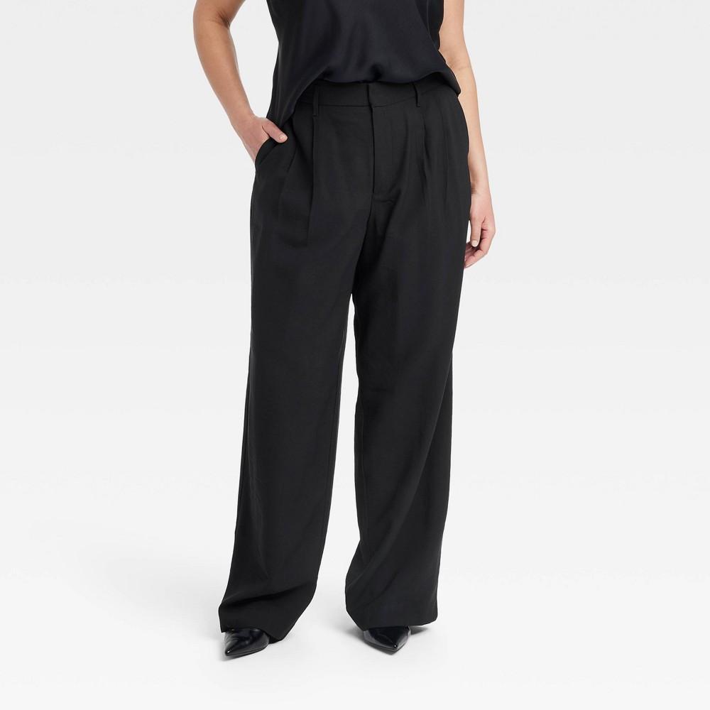 Womens High-Rise Straight Trousers - A New Day Black 24 Product Image