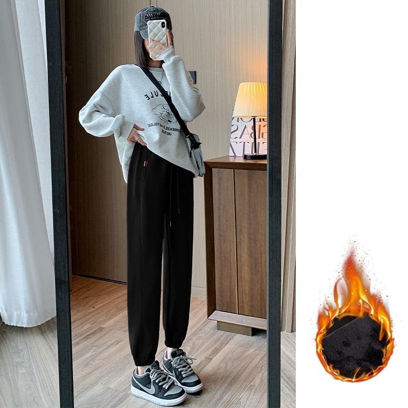 Drawstring Waist Plain Baggy Sweatpants (Various Designs) Product Image