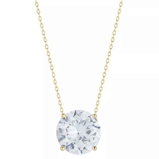 Sunkissed Sterling Cubic Zirconia Round Solitaire Necklace, Womens Gold Tone Product Image