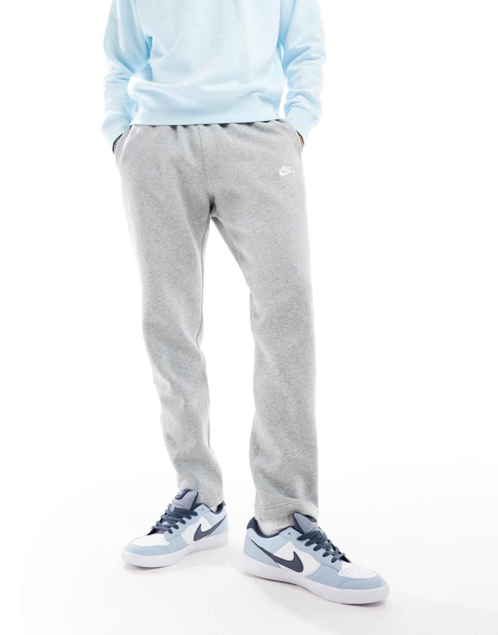 Nike Club open hem sweatpants in gray Product Image