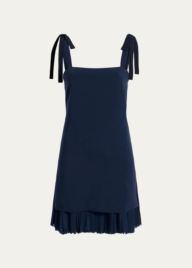 Imani Square-neck Ruffle-hem Sleeveless Crepe Mini Dress In Navy Product Image