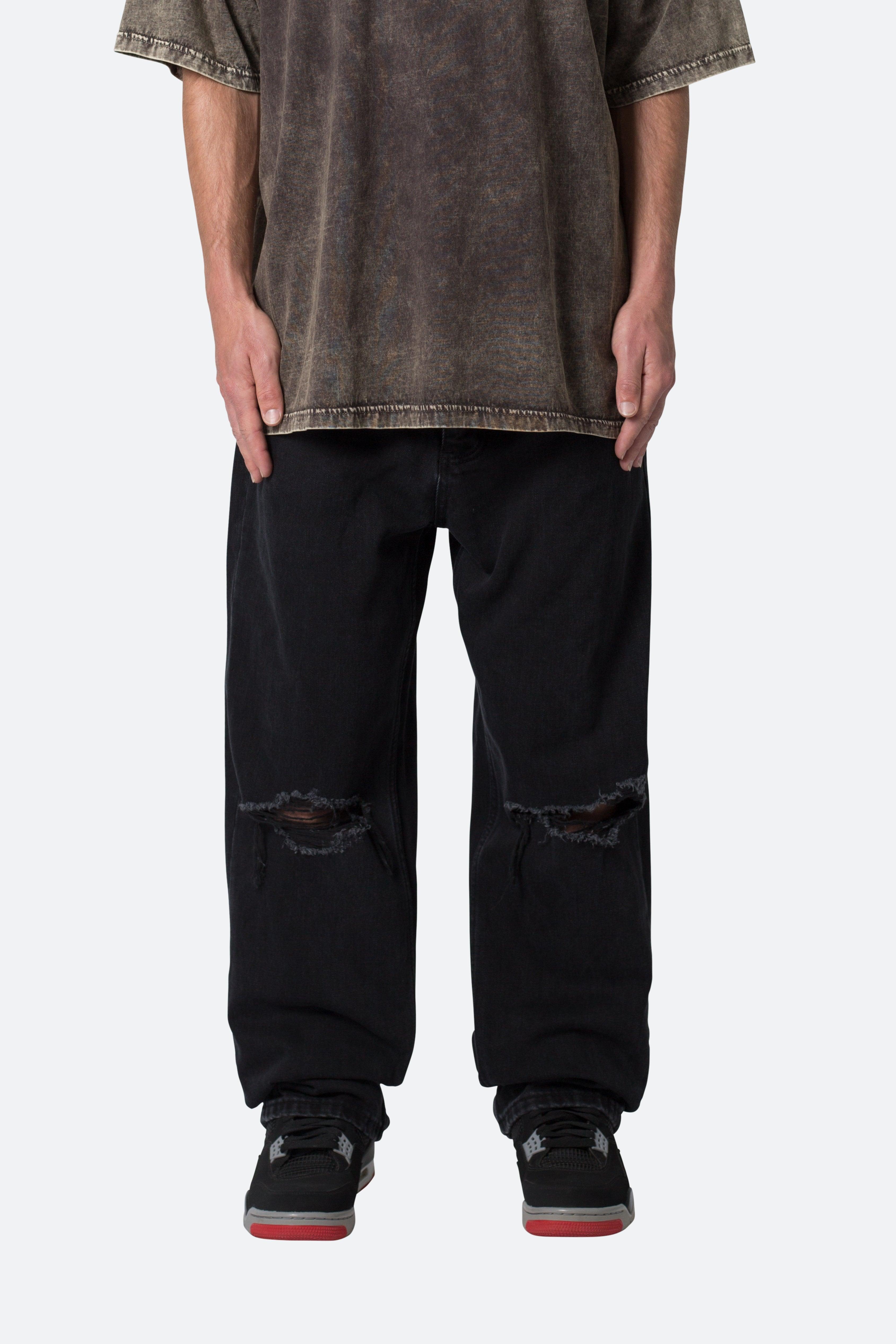 Knee Distressed Ultra Baggy Denim - Black Product Image