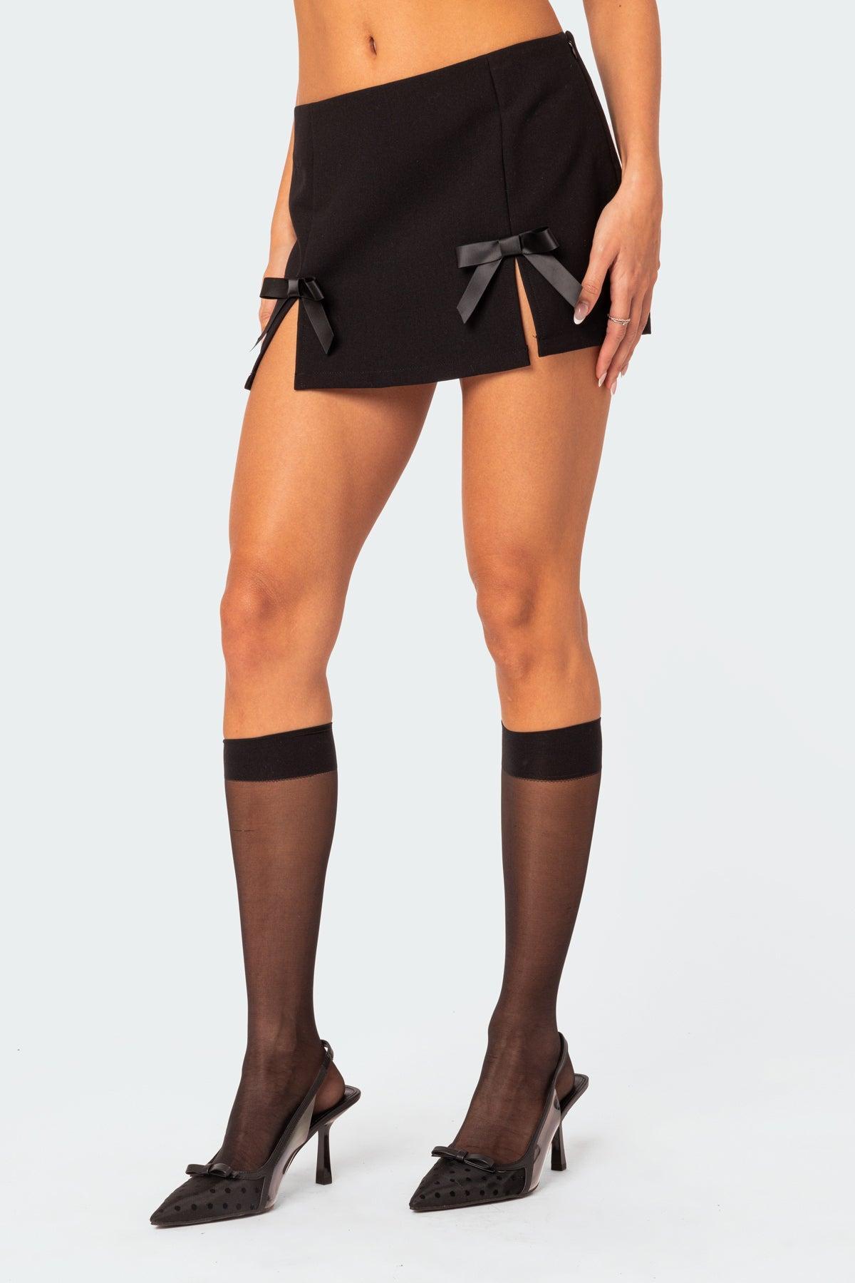 Yvette Bow Slitted Mini Skirt Product Image