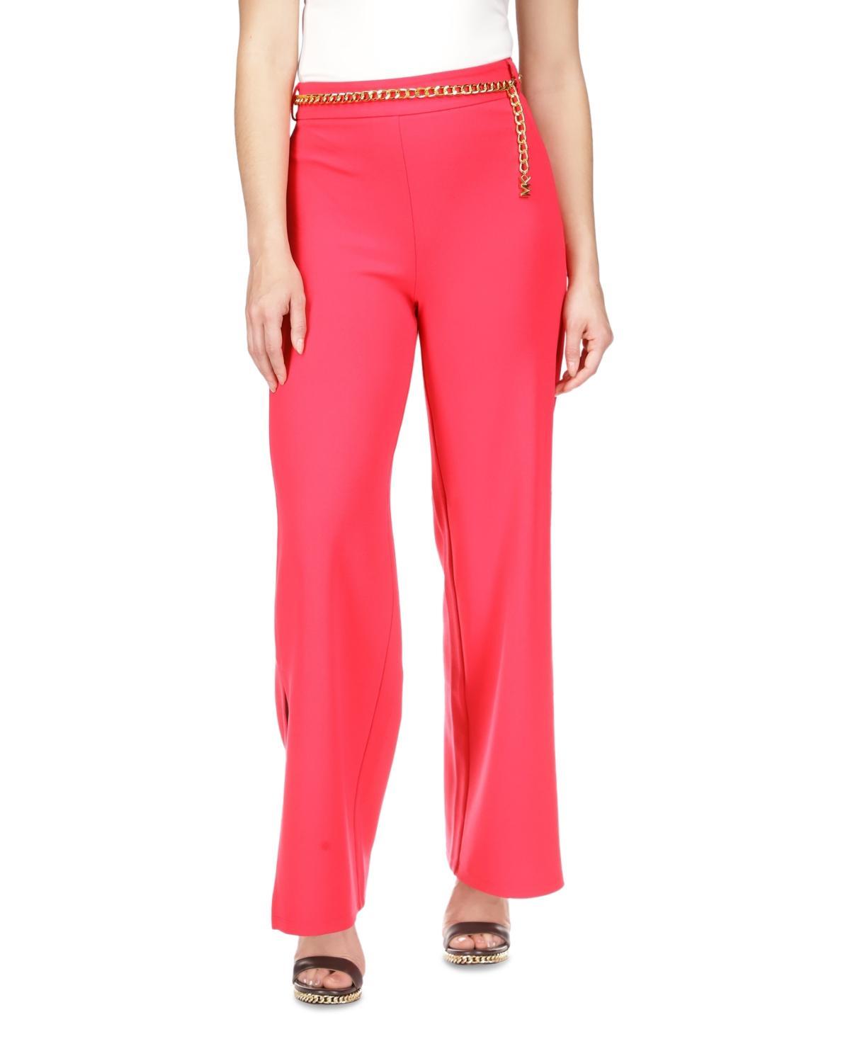 Women's MK Belt Wide-Leg Pants Product Image