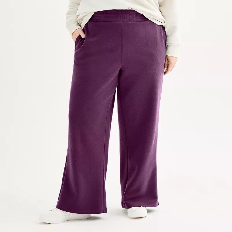 Plus Size Tek Gear Ultrasoft Fleece Wide-Leg Pants, Womens Purple Appeal Product Image