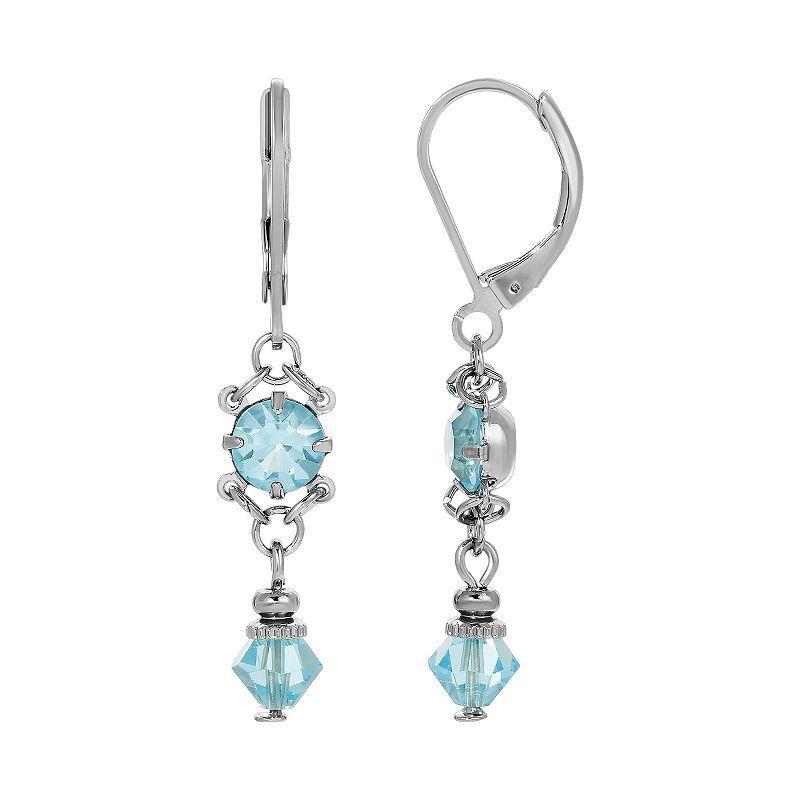 1928 Jewelry Gold Tone Lt. Blue Drop Earrings Product Image