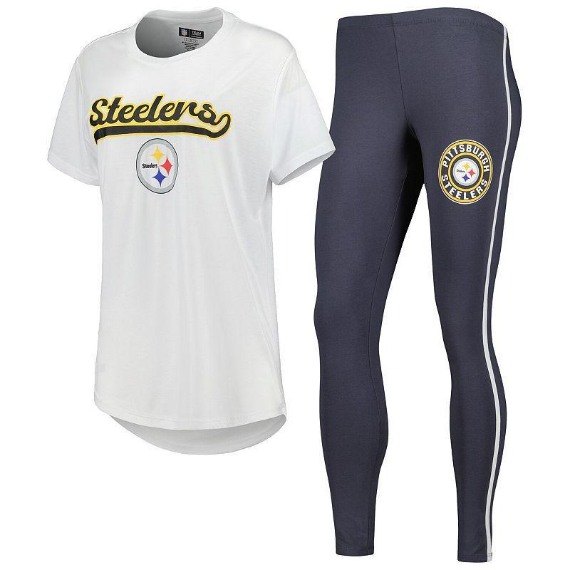 Womens Concepts Sport /Charcoal Pittsburgh Steelers Sonata T-Shirt & Leggings Sleep Set Product Image