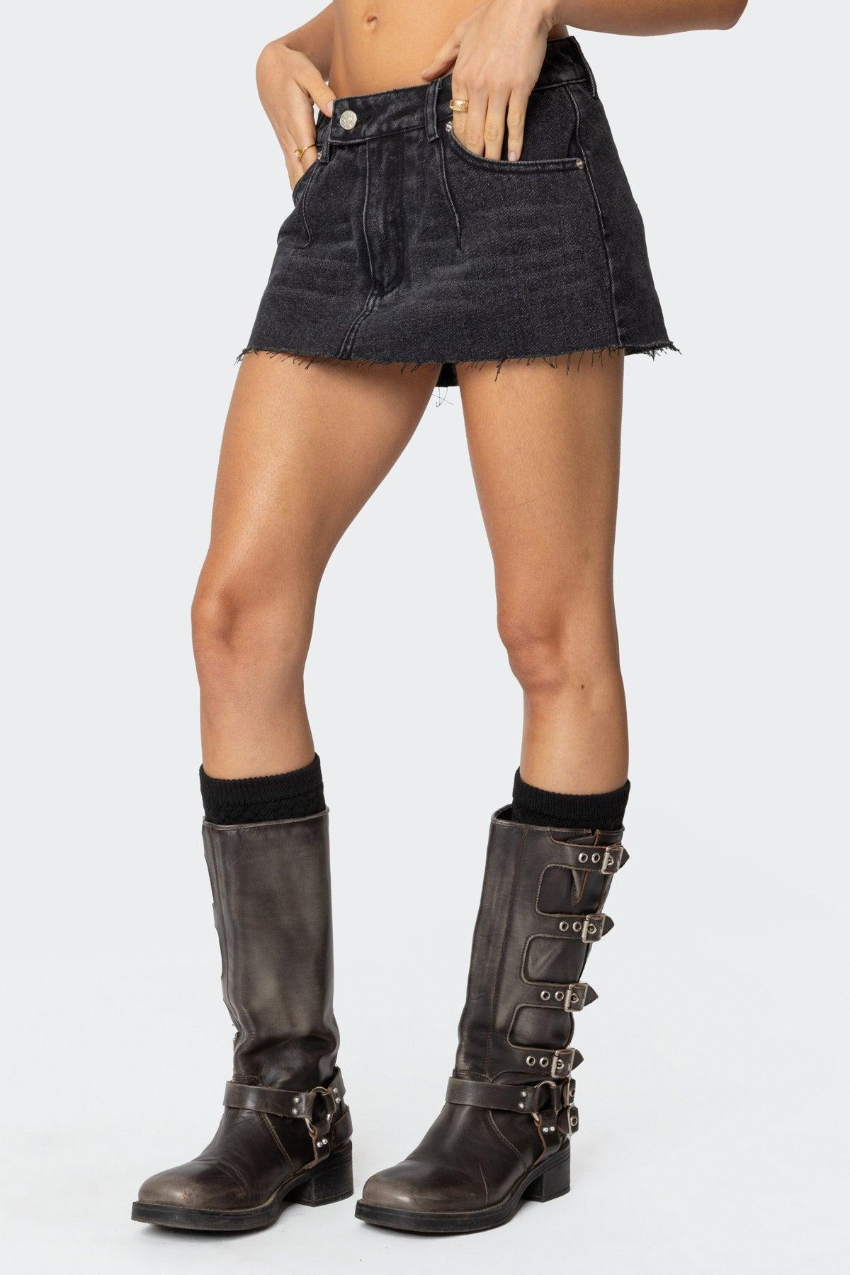 Clementine Low Rise Denim Micro Skort Product Image