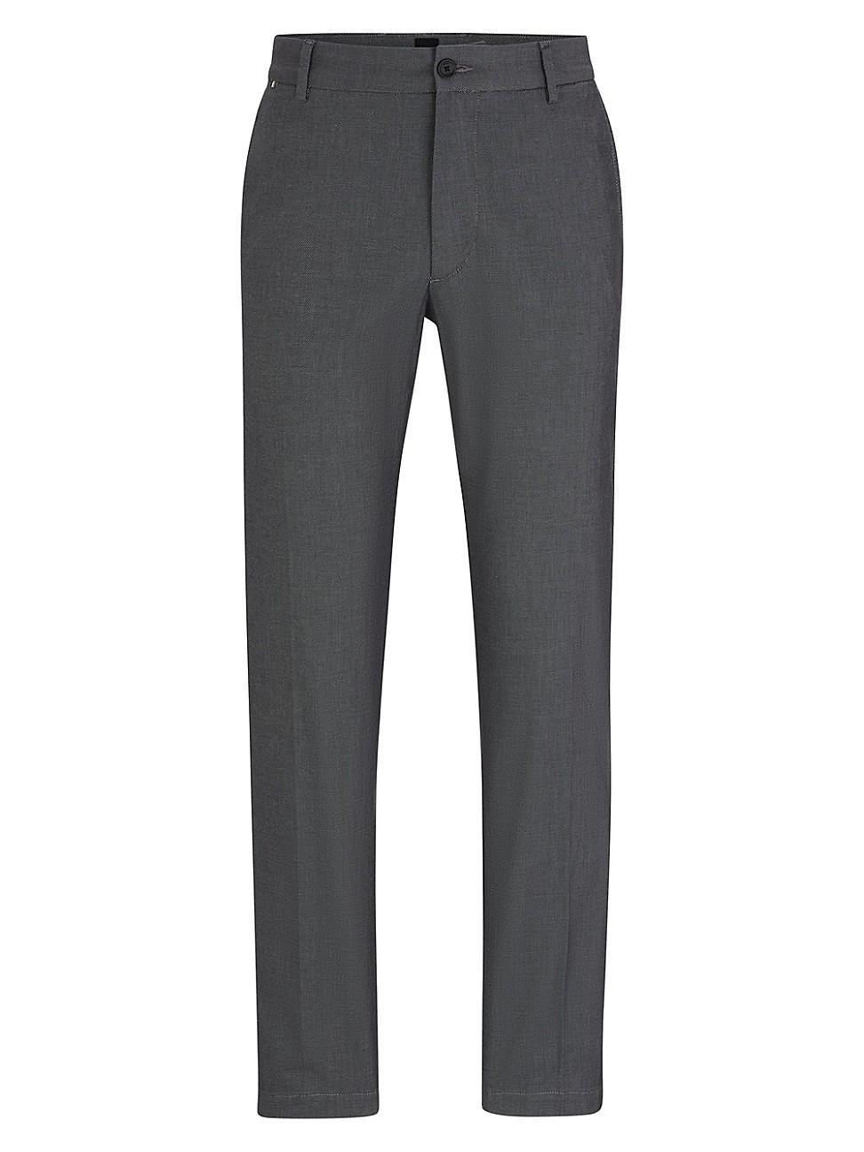 Mens Regular-Fit Trousers in Patterned Stretch Cotton Product Image