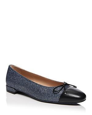 Stuart Weitzman Sleek Cap Toe Bow Flat Product Image