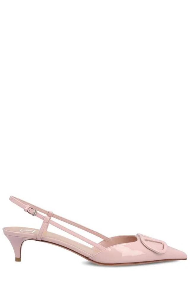 VALENTINO GARAVANI Pink Vlogo Signature 40 Patent Leather Slingback Pumps Product Image