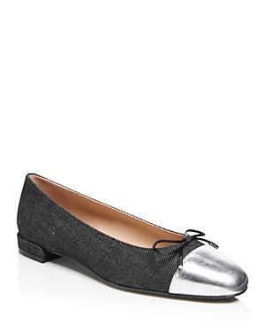 Stuart Weitzman Sleek Cap Toe Bow Flat Product Image