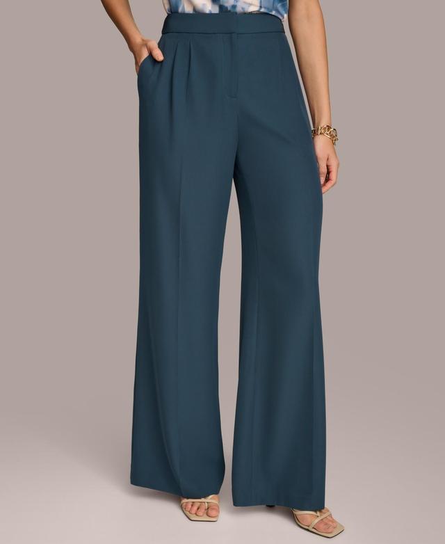 Donna Karan Womens Pleated Wide-Leg Pants Product Image