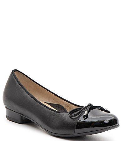 ara Belinda Leather Cap Toe Bow Ballet Flats Product Image