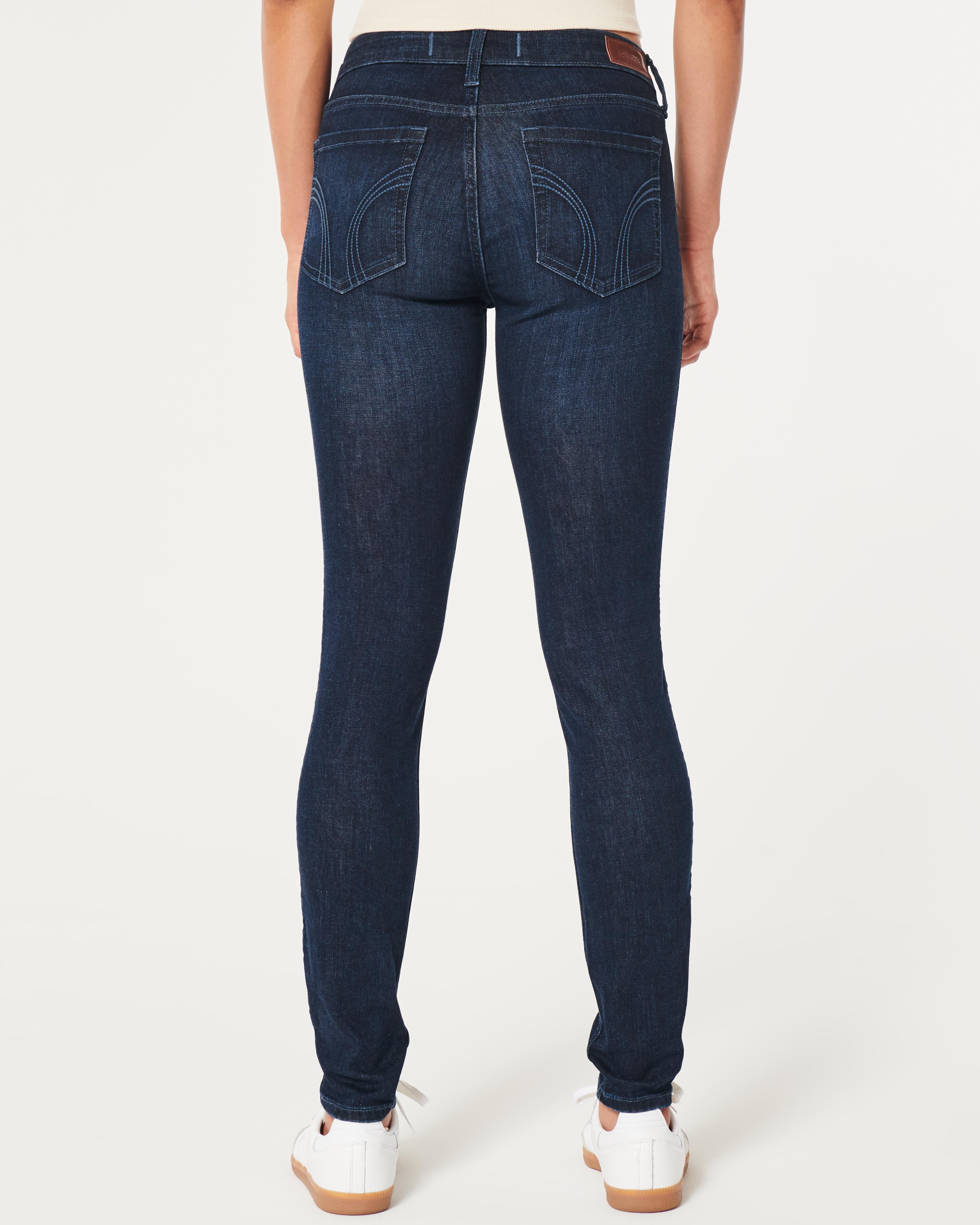 Low-Rise Dark Wash Super Skinny Jeans Product Image