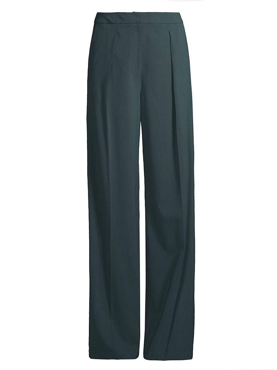 Pleated High-Rise Wide-Leg Woven Pants Product Image