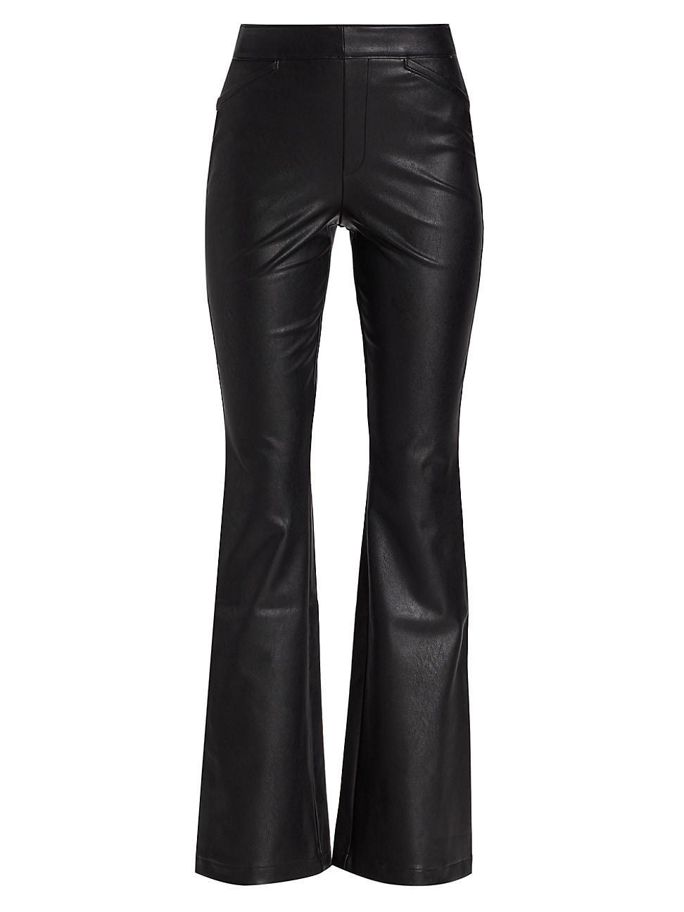 Womens Stretch Faux Leather Flare Pants Product Image