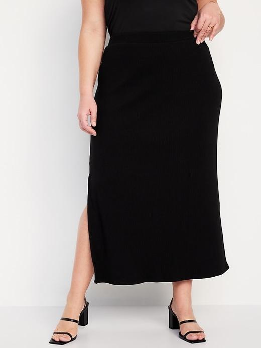 High-Waisted Rib-Knit Maxi Skirt Product Image