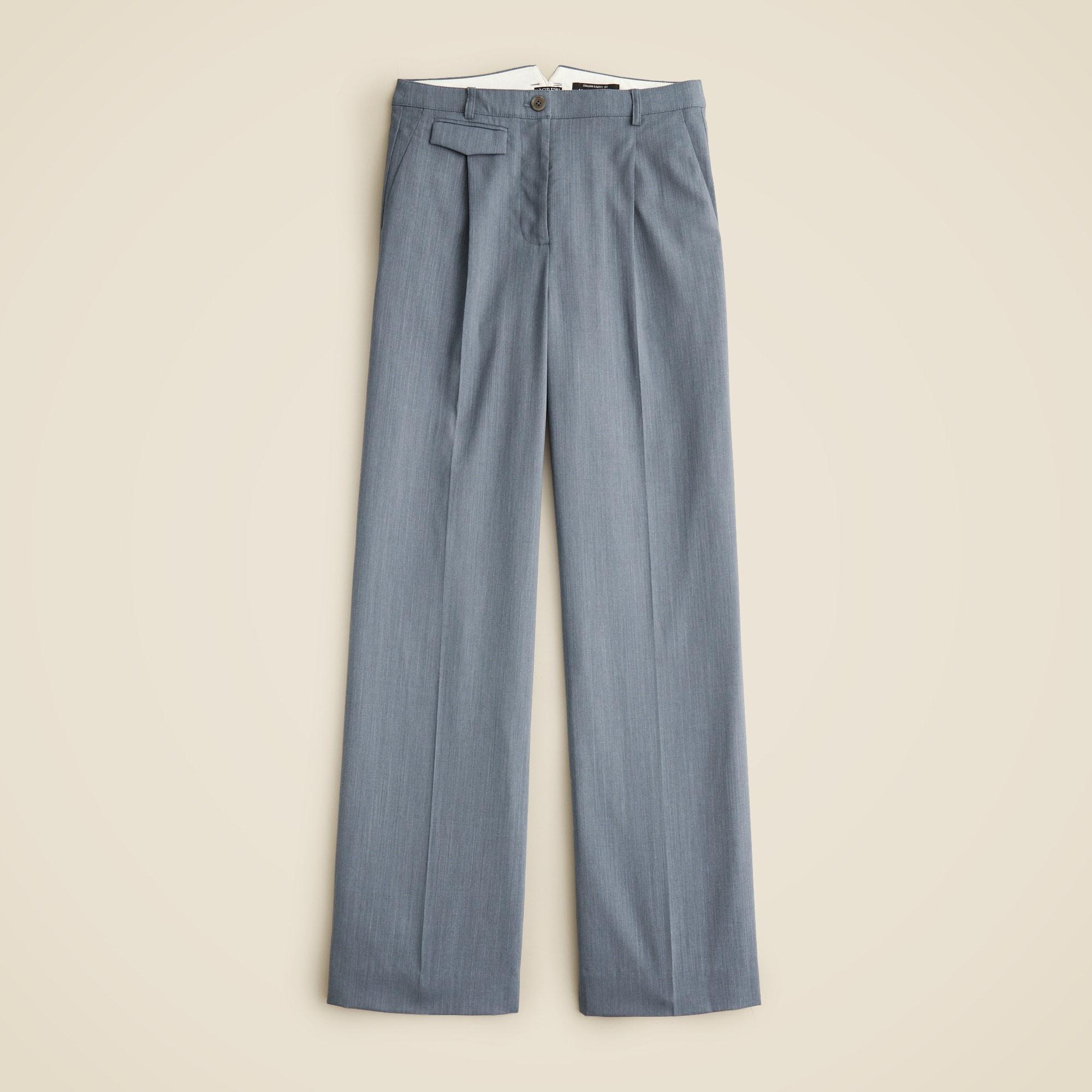 Pleated full-length trouser in gauzy Italian wool blend Product Image