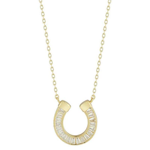 Sunkissed Sterling Cubic Zirconia Horseshoe Pendant Necklace, Womens Gold Product Image