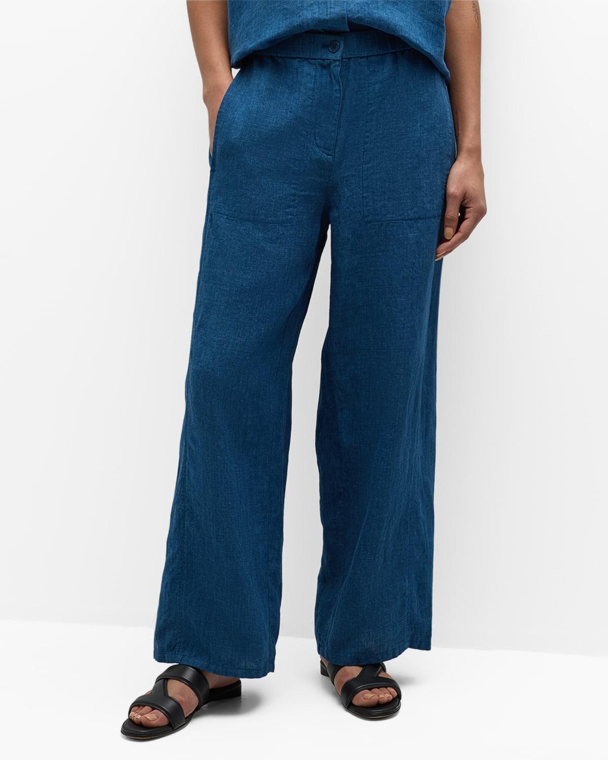 Cropped Wide-Leg Organic Linen Pants Product Image