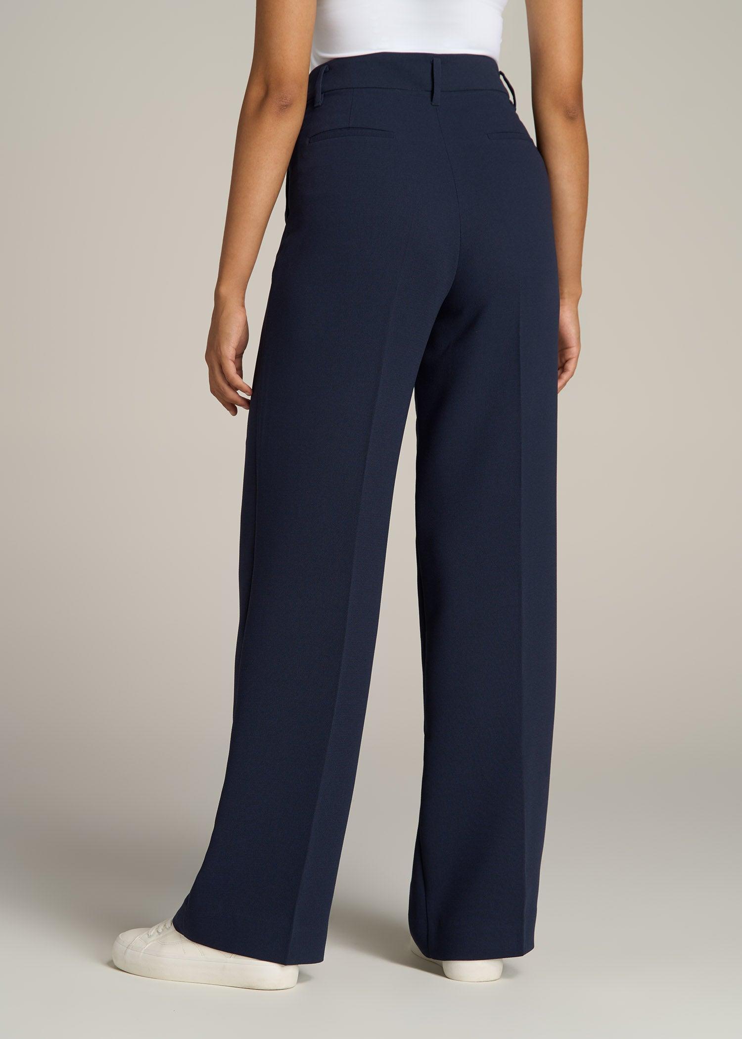 Pleated WIDE Leg Dress Pants for Tall Women in Navy Female Product Image