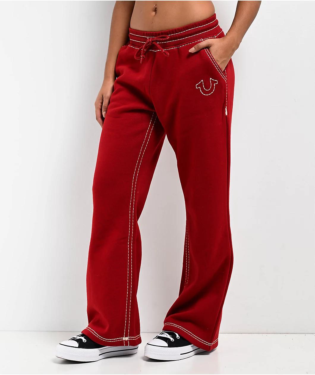 True Religion Super T Fleece Ruby Red Sweatpants Product Image