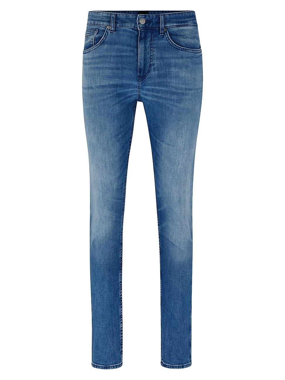 Boss Slim-fit jeans in super-soft blue stretch denim - blue - Size: 35 x 32 Product Image